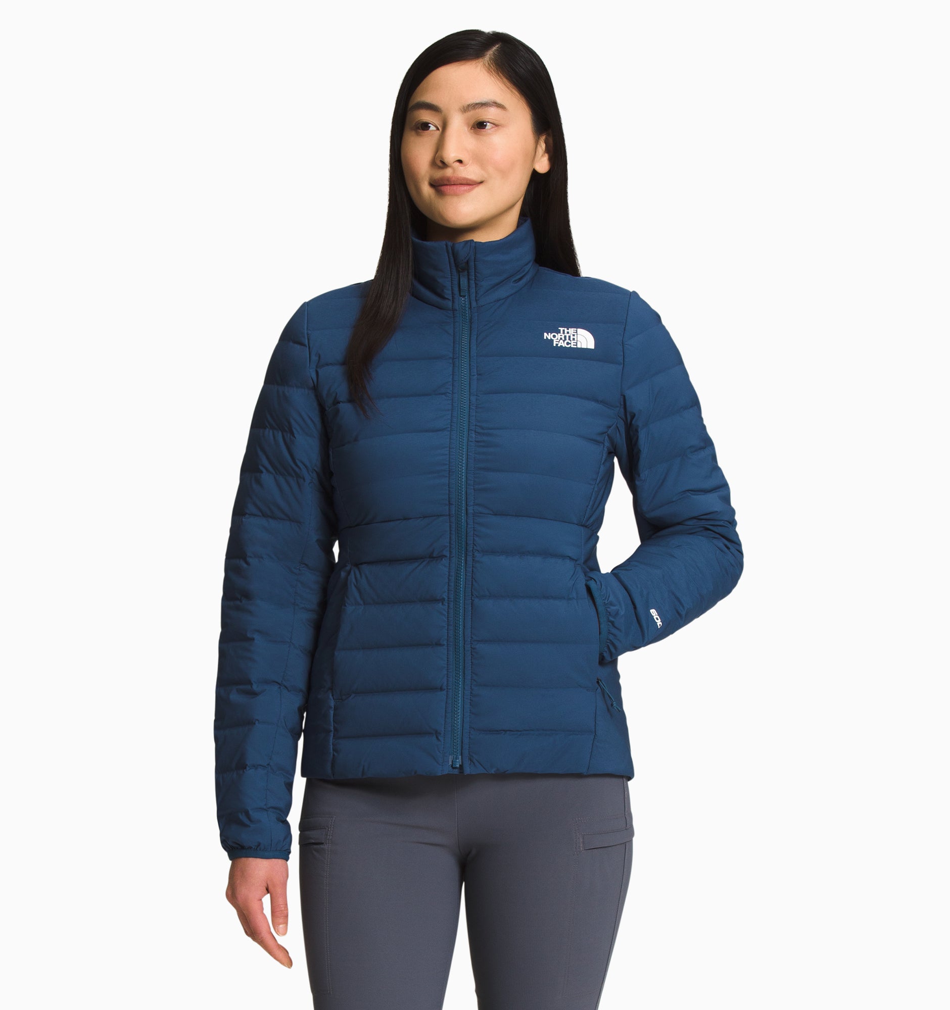 The top North Face Women's Haxton Shiny Full Zip Hooded Down Vest Size Medium