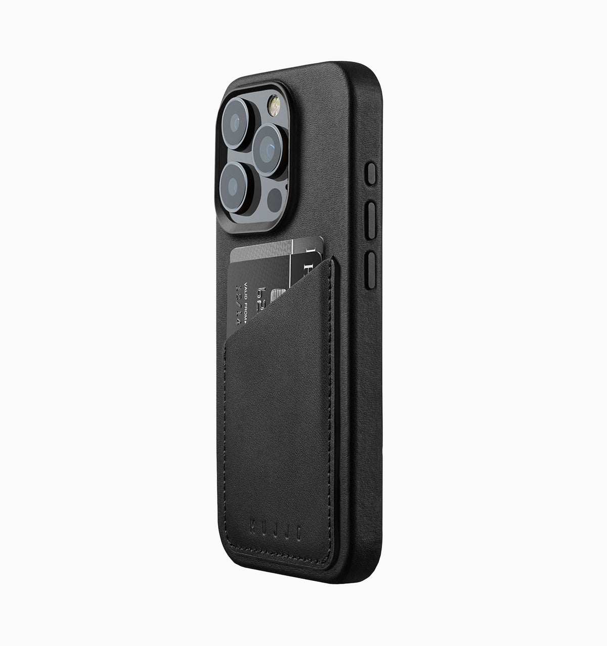 Mujjo Leather Wallet Case - iPhone 15 Pro - Black