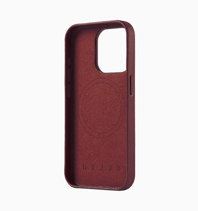 Mujjo Leather Wallet Case - iPhone 15 Pro - Burgundy