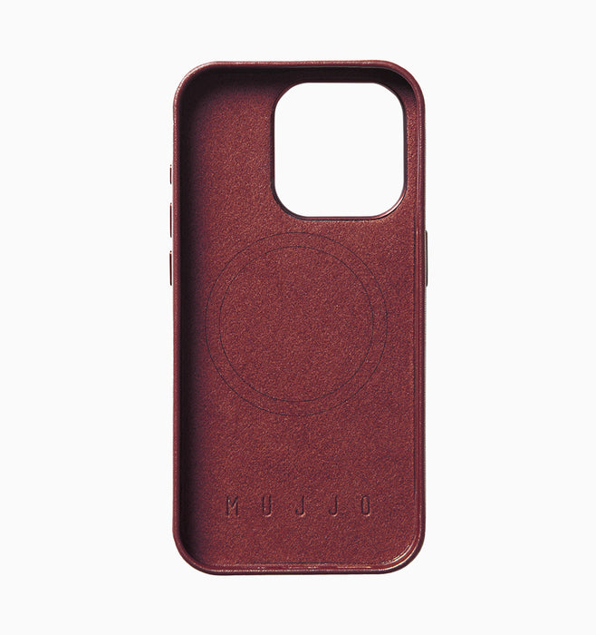 Mujjo Leather Wallet Case - iPhone 15 Pro - Burgundy
