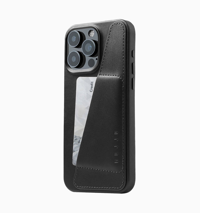Mujjo Full Leather Wallet Case - iPhone 15 Pro Max - Black