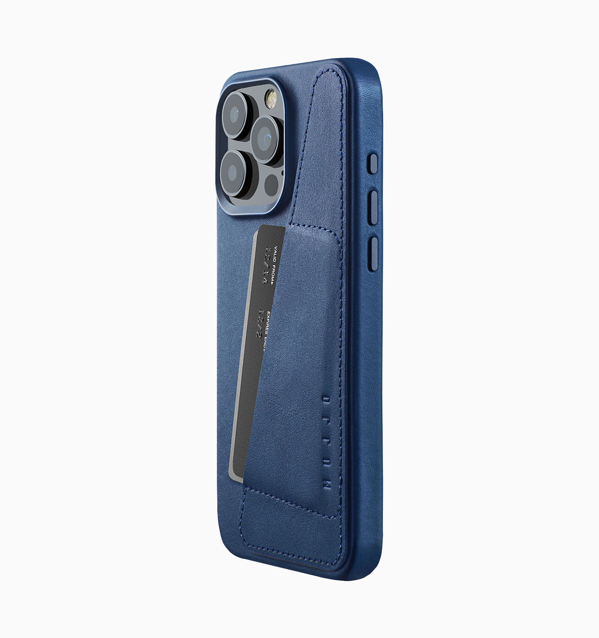 Mujjo Full Leather Wallet Case - iPhone 15 Pro Max - Monaco Blue