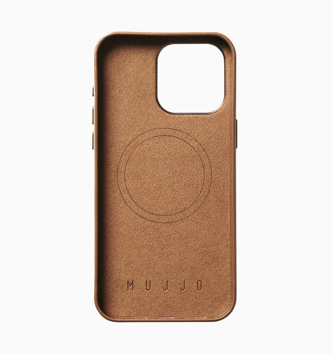 Mujjo Full Leather Wallet Case - iPhone 15 Pro Max - Dark Tan