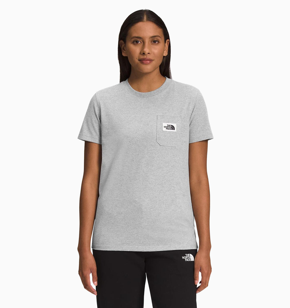 The North Face Women's Short Sleeve Heritage Patch Pocket Tee - Light Grey Heather