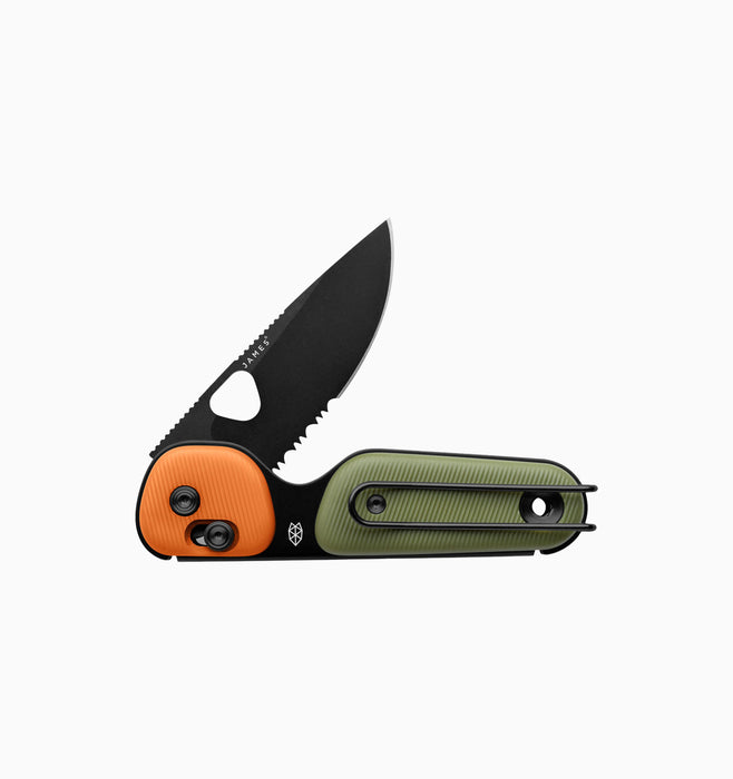 The James Brand - The Redstone Knife - OD Green + Orange + Black - Serrated