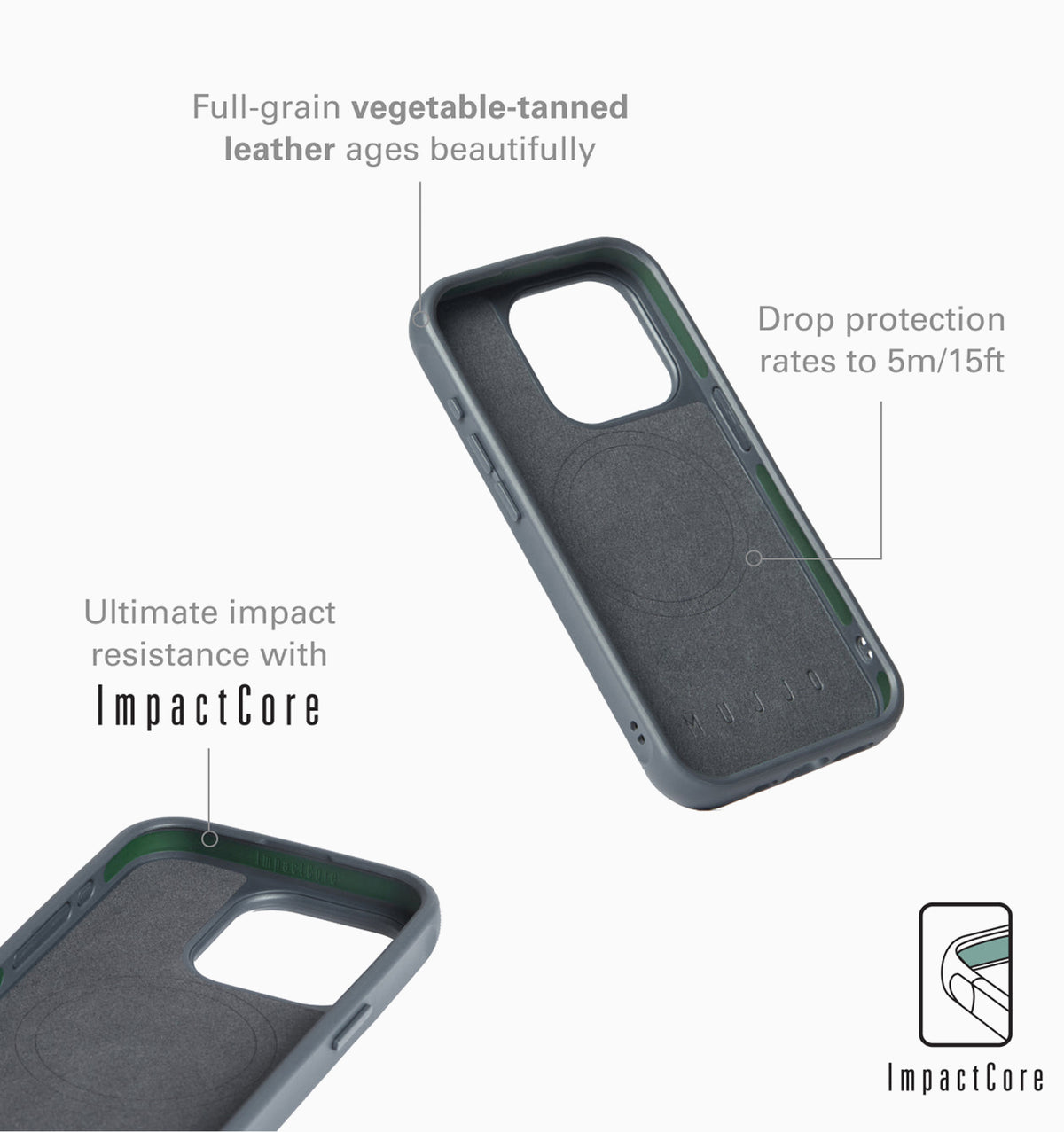 Mujjo Shield Case - iPhone 15 Pro Max - Steel Blue