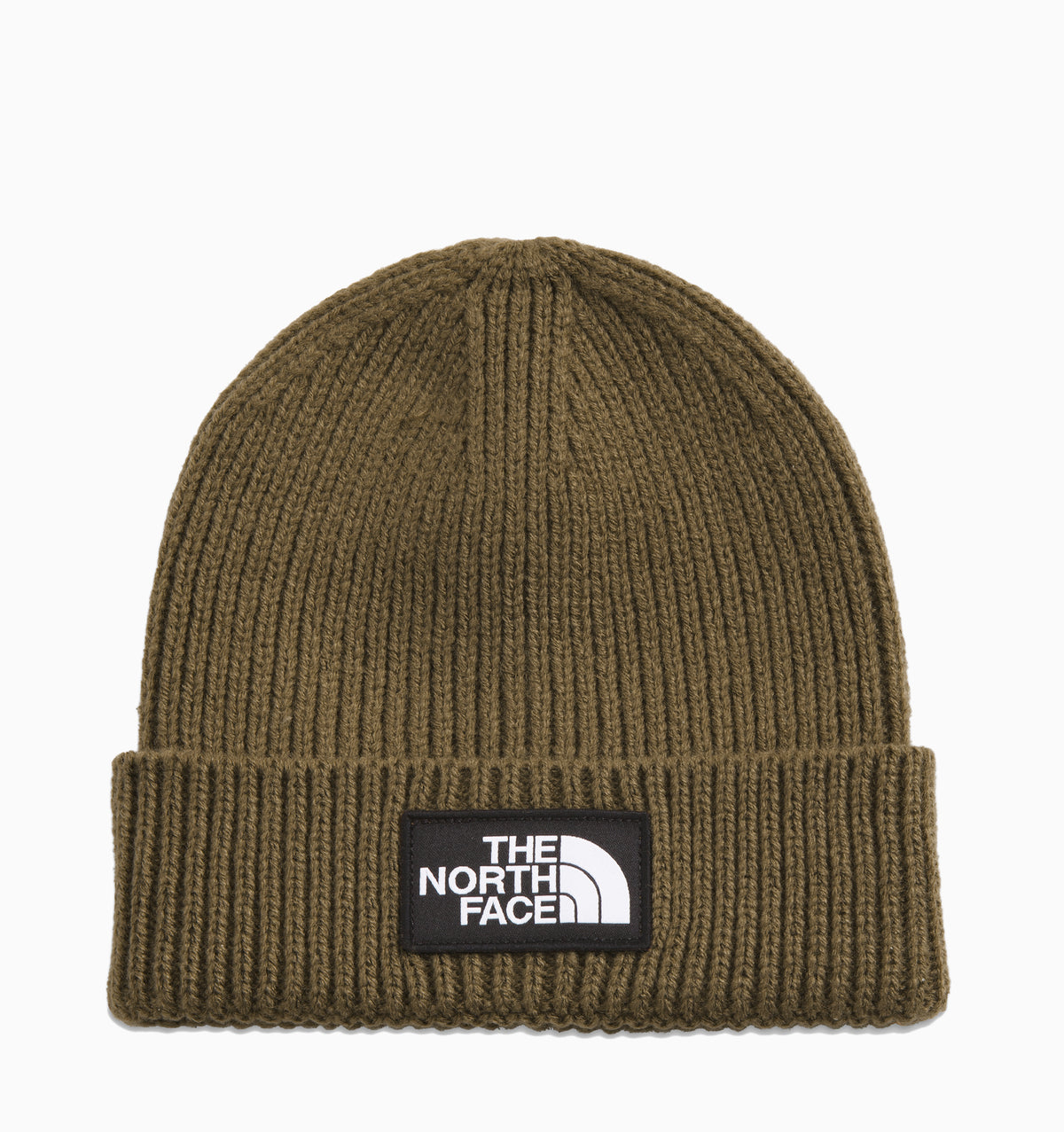 The North Face Logo Box Cuffed Beanie - Military Olive