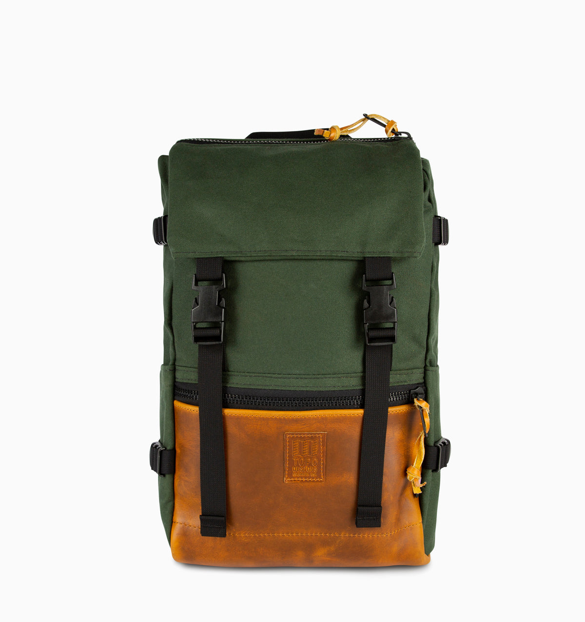 Topo Designs Rover Pack Laptop Backpack - Heritage Canvas Olive Brown Leather